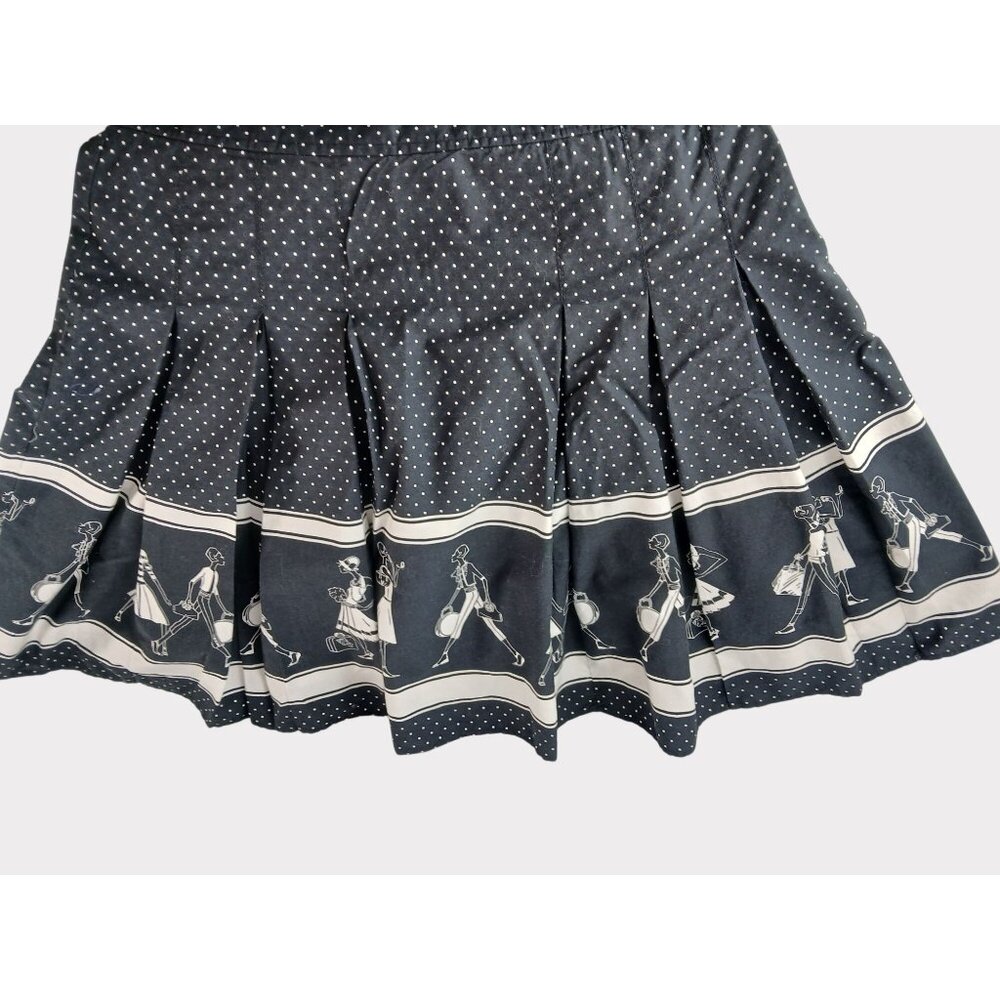 Vintage Liz Claiborne Black Polka Dot Pleated Skirt Size 8 P Petite Border Print - Picture 6 of 10